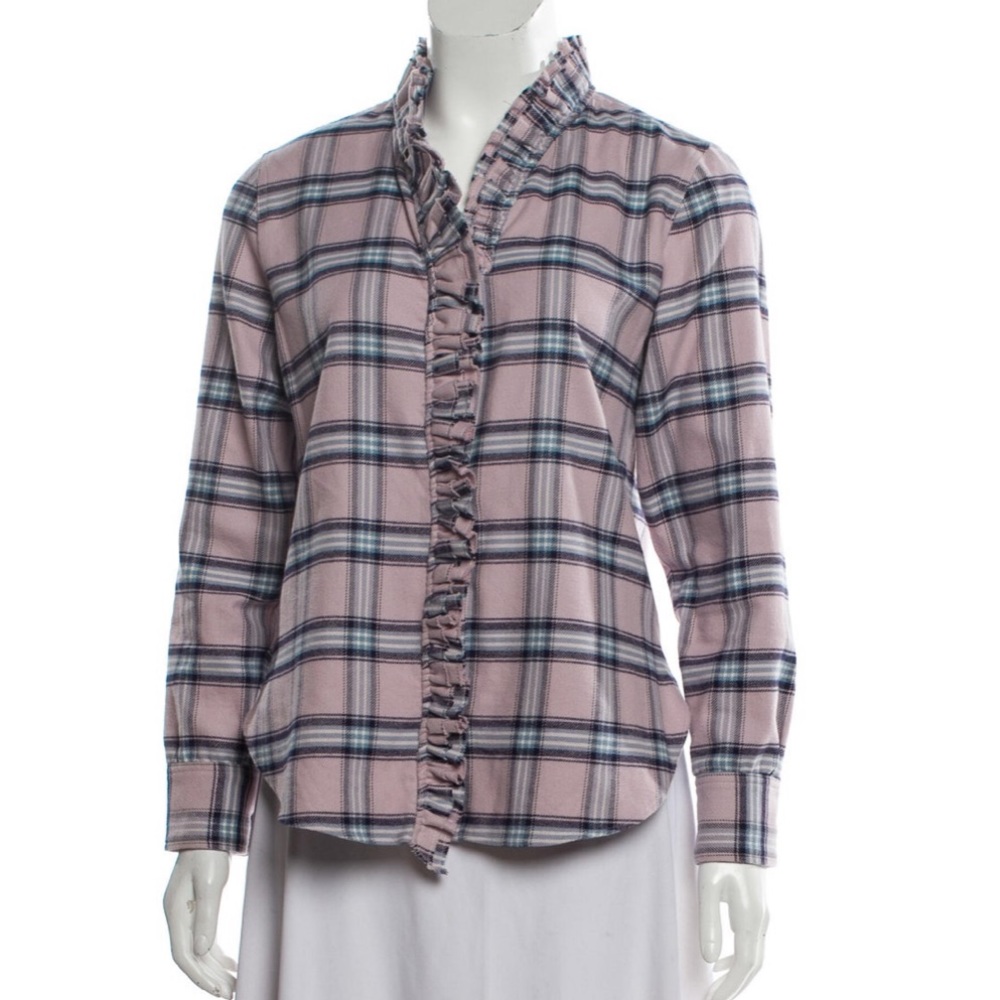 Isabel Marant Plaid Long Sleeve Button-Up Top
